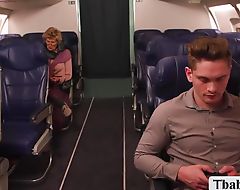 Private TS attendant fucks horny fat passenger